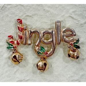 Vintage “Jingle” Christmas Pin Brooch with Bells & Holly CP18